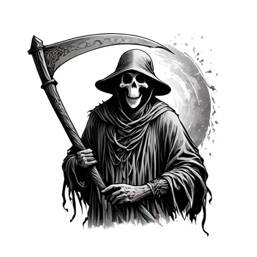 scarecrow reaper holding a scythe tattoo design idea