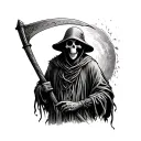 scarecrow reaper holding a scythe tattoo design idea