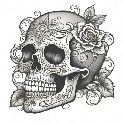 candy skull tattoo design idea