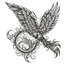 A phoenix rising from gym equipment ashes, symbolizing perseverance and growth tattoo design idea