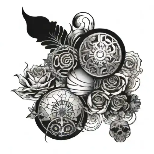 duality and elements light dark tattoo design idea