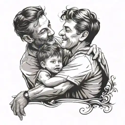 "Design a meaningful and stylish tattoo symbolizing the bond between a father and son. Include elements that represent l tattoo design idea