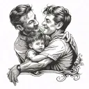 "Design a meaningful and stylish tattoo symbolizing the bond between a father and son. Include elements that represent l tattoo design idea
