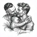 "Design a meaningful and stylish tattoo symbolizing the bond between a father and son. Include elements that represent l tattoo design idea