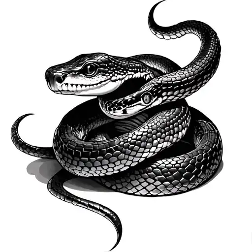 4 visual sketches based on these ideas (all black and white, realistic, size 4x4, rib format) I can do:🐍 “Good tattoo design idea