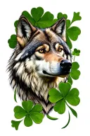 Wolf pack symbolizing your 5 leaf clover tattoo design idea