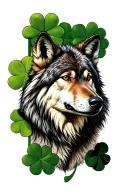 Wolf pack symbolizing your 5 leaf clover tattoo design idea