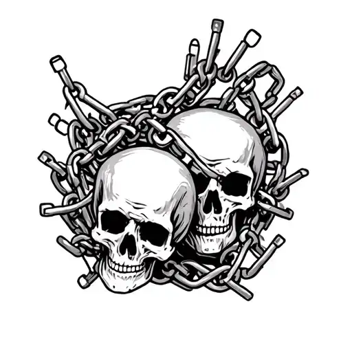  bones and skulls and chains  tattoo design idea