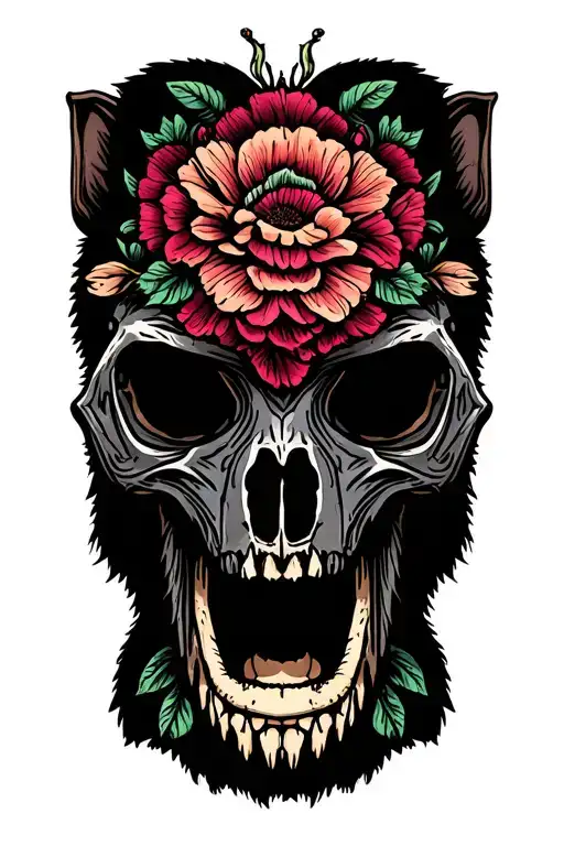 baboon skull tattoo design idea