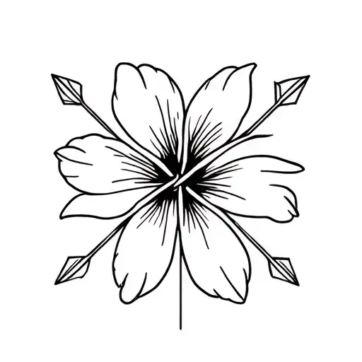 Hibiscus Logo with Arrows sticking out tattoo design idea