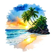 gold coast of costa rica late sunset beach with guanacaste tree in foreground tattoo design idea