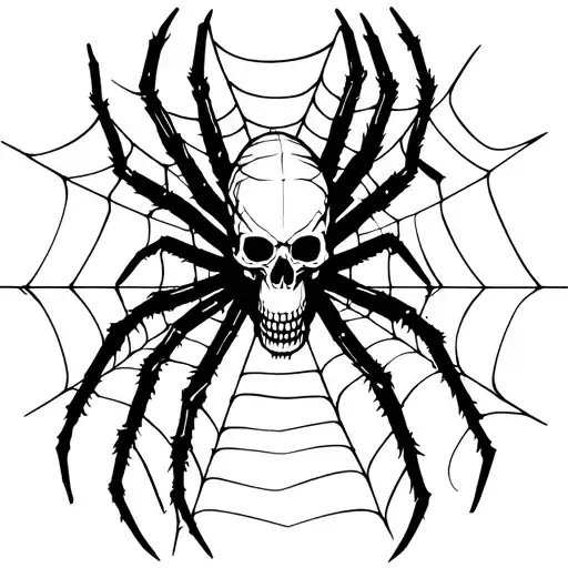 Spider with a skull body on spider web tattoo design idea