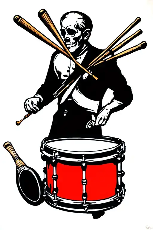 SNARE DRUM and sticks c escher style tattoo design idea