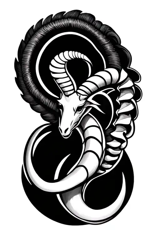 cancer and Capricorn zodiac sign intertwined tattoo design idea