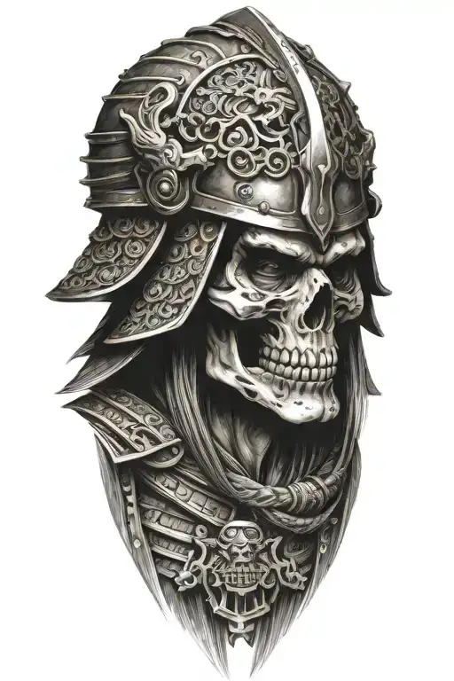 skull samurai warrior tattoo design idea