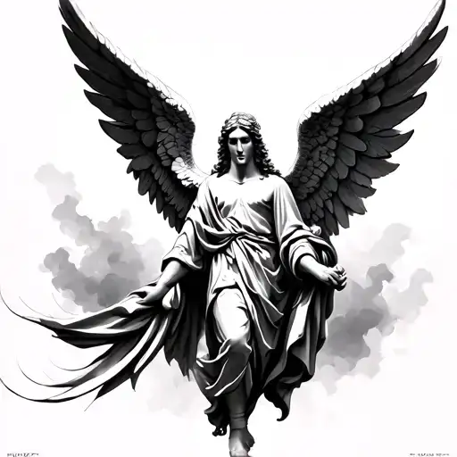 angel st michael dot work tattoo design idea