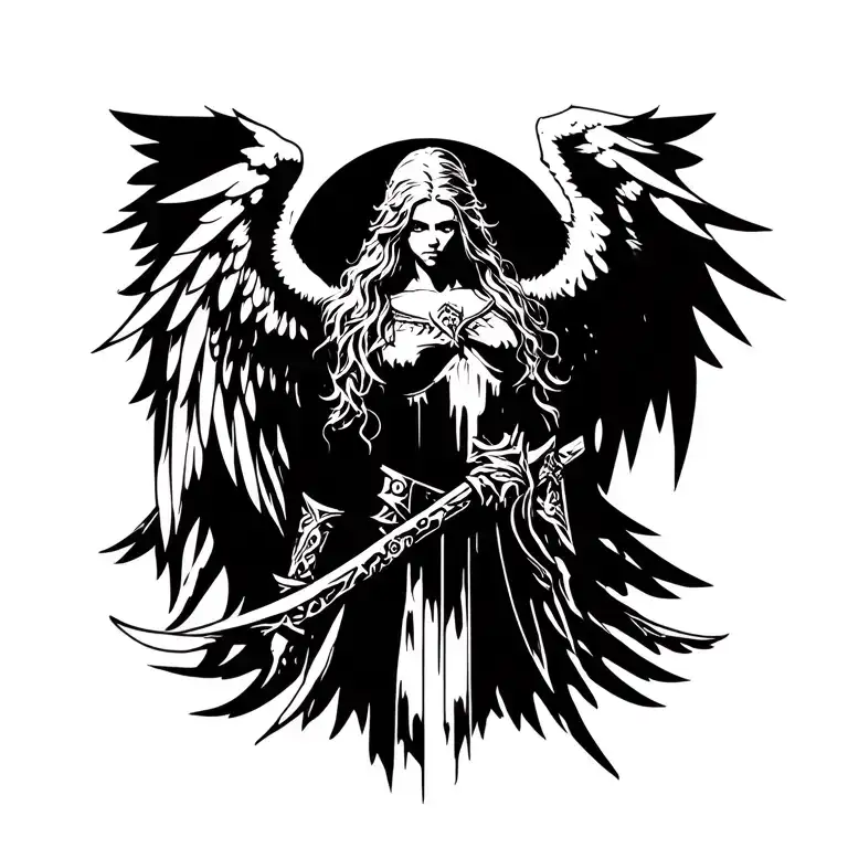 Warrior Angel tattoo design idea