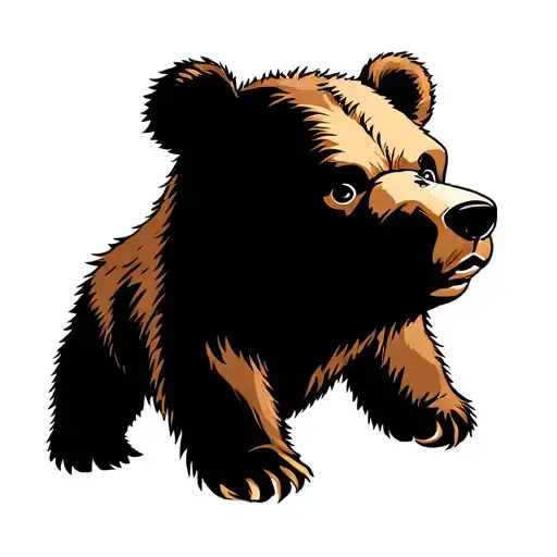 bear face that is half grizzly bear half teddy bear  tattoo design idea