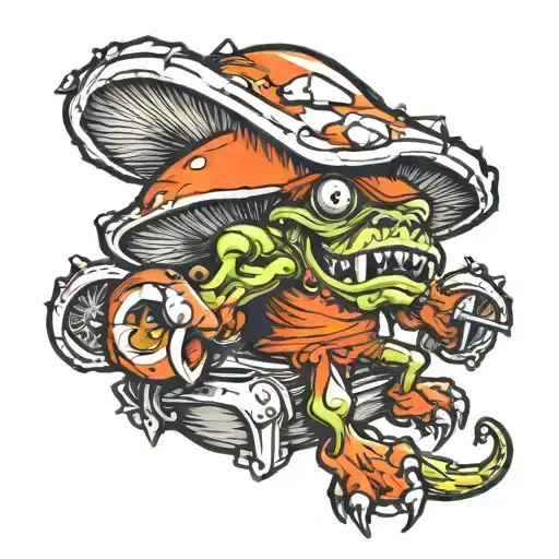 mushroom goblin tattoo design idea