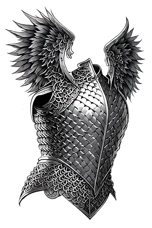 Celtic chain mail Roman shoulder armor tattoo design idea