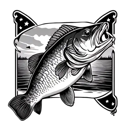 bass Fishing Memorial tattoo design idea