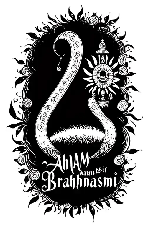 Quote "Aham Brahmasmi" tattoo design idea