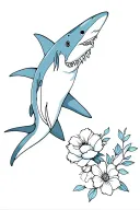 shark and flowers  tattoo design idea