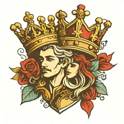 king and queen crown tattoo design idea