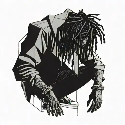 emo,depression,darkness,lonely,suicidal,sad,dark skinned male,dyed short dreads fully hiding face,teens,no tattoos,skinn tattoo design idea