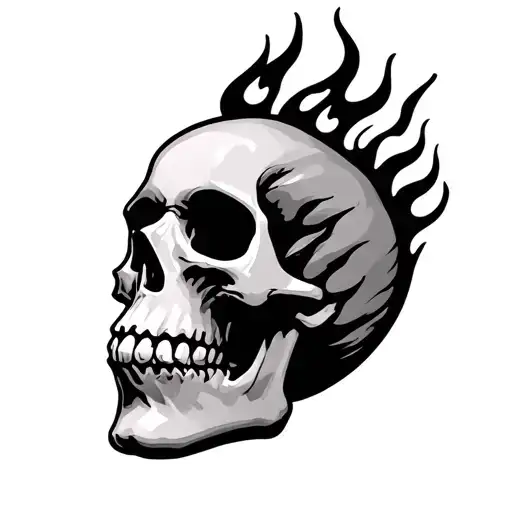 skull with flame tattoo design idea