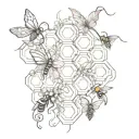 honeycomb and vine intertwined tattoo design idea
