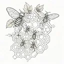 honeycomb and vine intertwined tattoo design idea