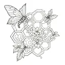 honeycomb and vine intertwined tattoo design idea