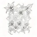honeycomb and vine intertwined tattoo design idea