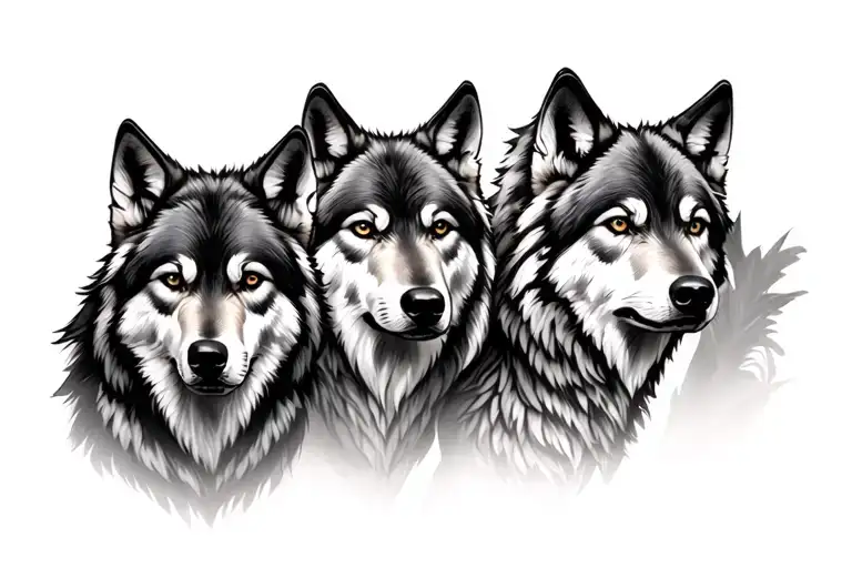forest wolves 5 pack leader tattoo design idea