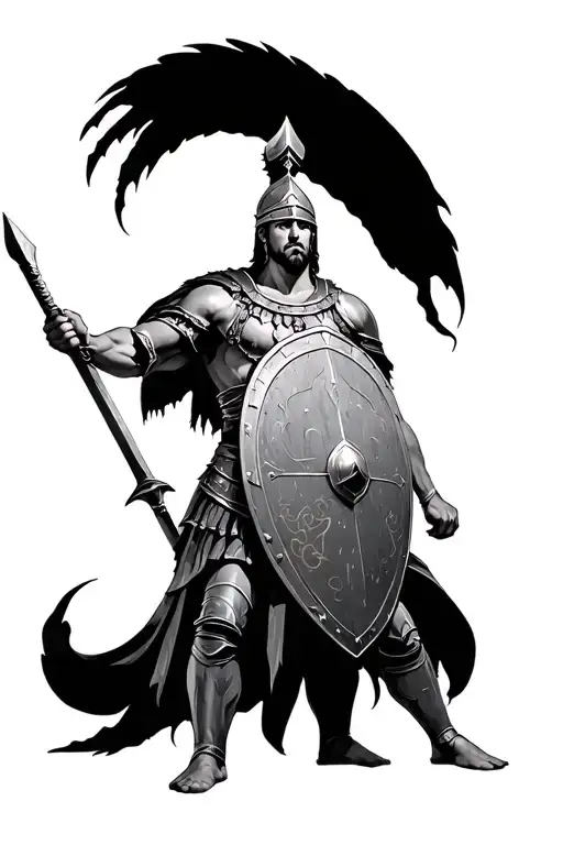 roman warrior with shield tattoo design idea