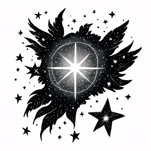 the stars in the night, they lend me their light to bring me closer to heaven with you tattoo design idea