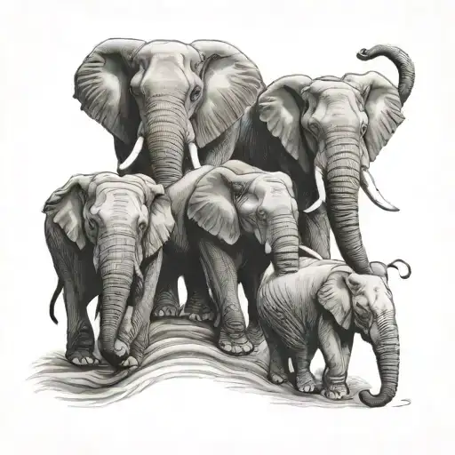 3 elephants tattoo design idea