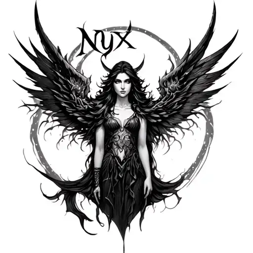 Nyx goddess of the night  tattoo design idea