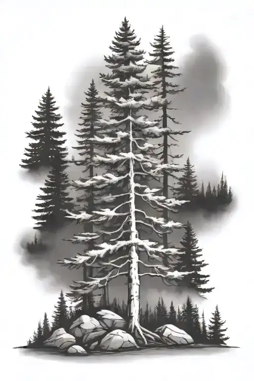 white spruce tree tattoo design idea