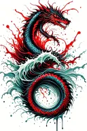 sea serpent waves flowing tattoo design idea