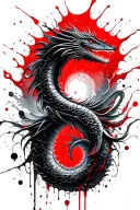 sea serpent waves flowing tattoo design idea