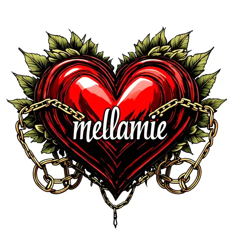 "melanie" Heart Aile Chained tattoo design idea