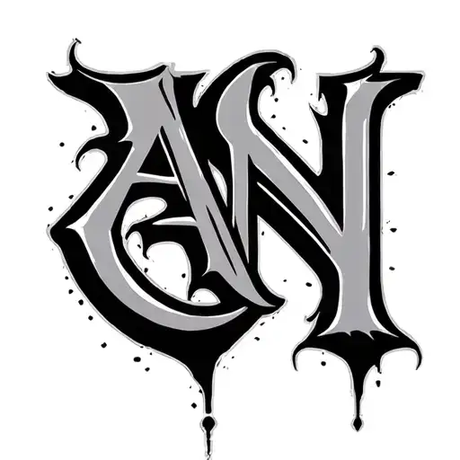 letters A and N graffiti gothic style tattoo tattoo design idea