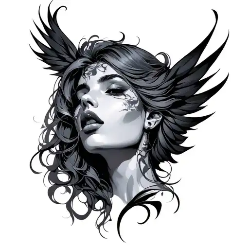 angle whispering  tattoo design idea