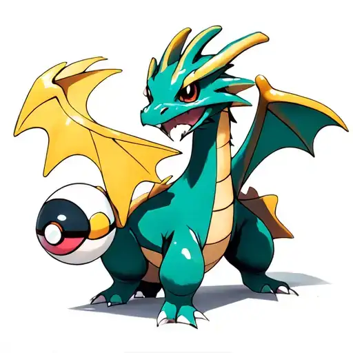 pokemon dragonite with masterball tattoo design idea