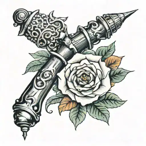 hand drill tattoo design idea
