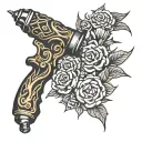 hand drill tattoo design idea