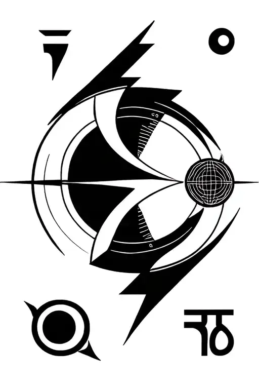 The Uranus symbol (♅) at the base represents innovation, with a lightning bolt for energy, moon phases for transformatio tattoo design idea