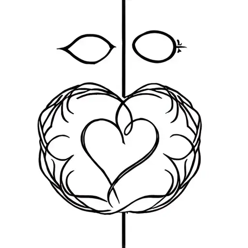 Oshun and ogun sigil intertwined hearts tattoo design idea